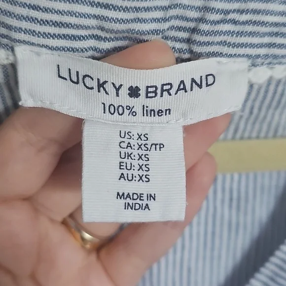 NWOT Lucky Brand Blue Sleeveless V-Neck Tiered Linen Sundress - Picture 4 of 5